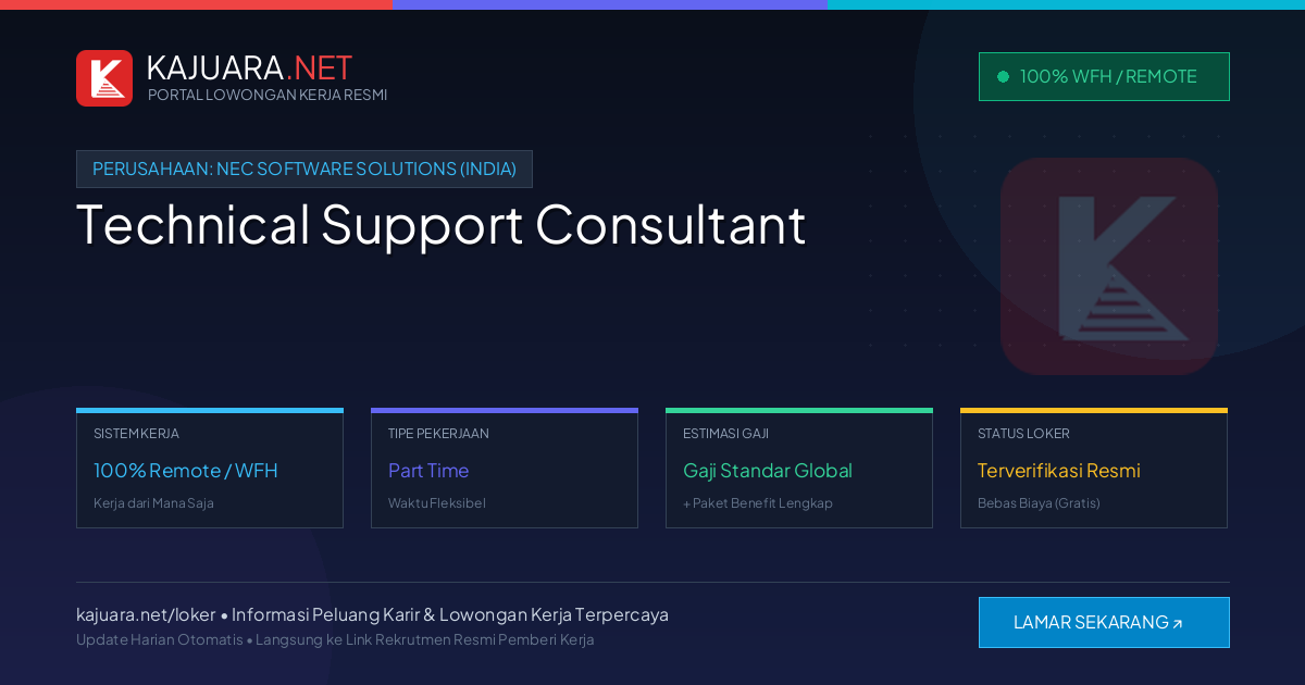 Lowongan Kerja Remote: Technical Support Consultant di NEC Software Solutions (India)