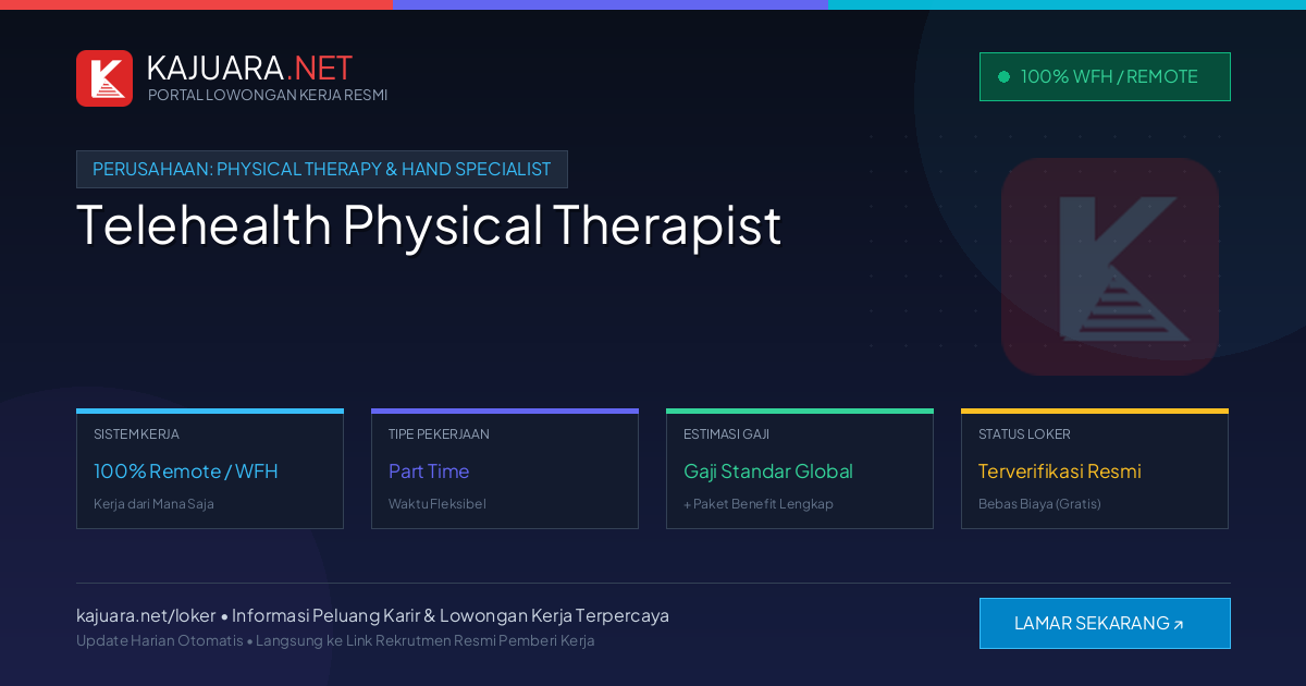 Lowongan Kerja Remote: Telehealth Physical Therapist di Physical Therapy & Hand Specialist