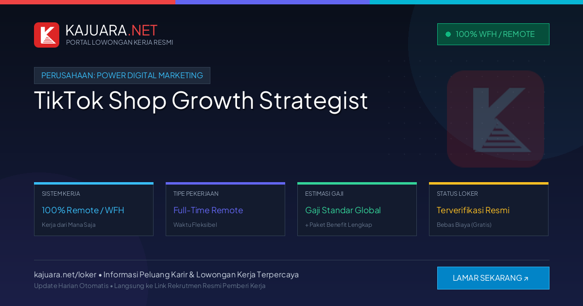 Lowongan Kerja Remote: TikTok Shop Growth Strategist di Power Digital Marketing