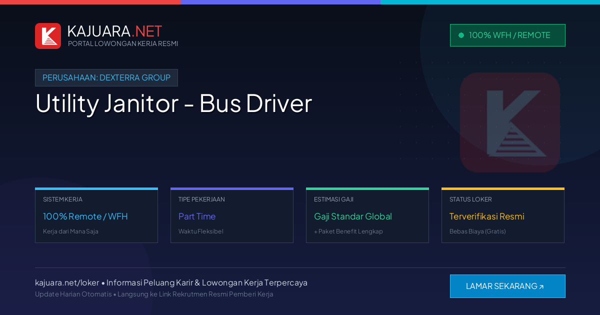 [Work From Home] Utility Janitor - Bus Driver at Dexterra Group – Apply Online