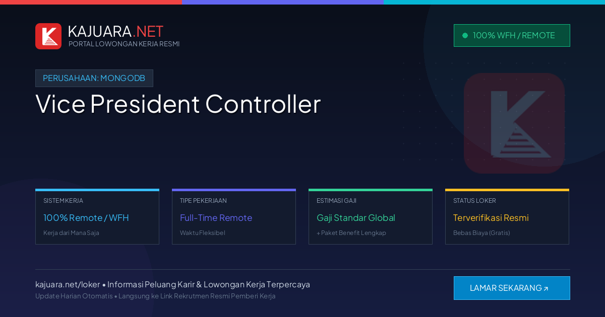 Lowongan Kerja Remote: Vice President Controller di MongoDB