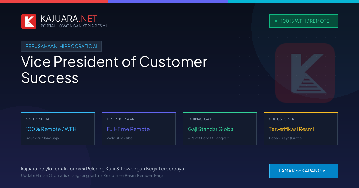 Lowongan Kerja Remote: Vice President of Customer Success di Hippocratic AI