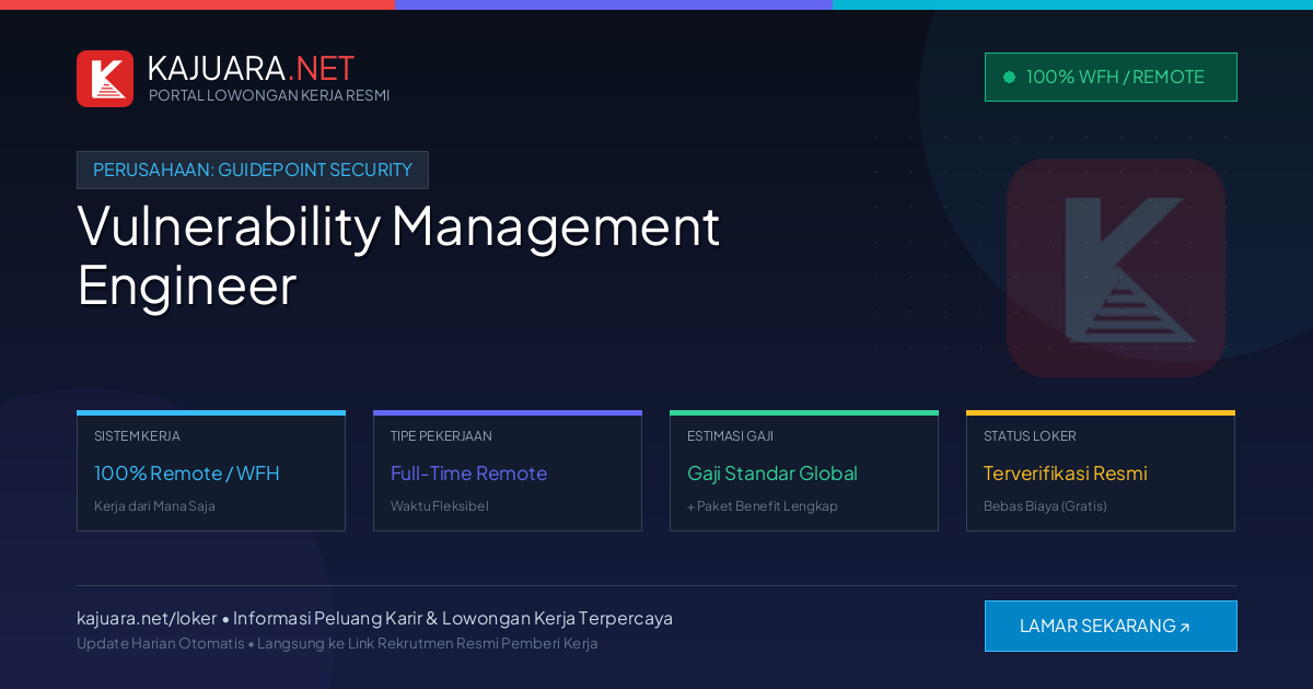 Lowongan Kerja Remote: Vulnerability Management Engineer di GuidePoint Security