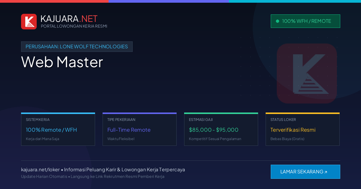 Lowongan Kerja Remote: Web Master di Lone Wolf Technologies