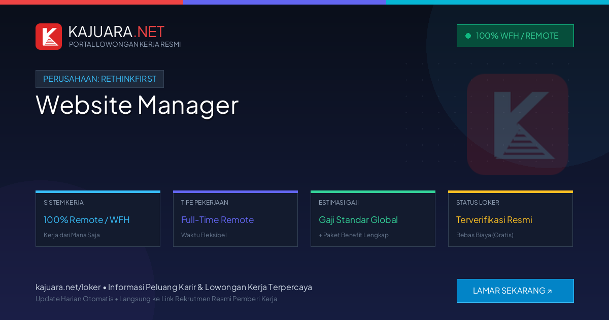 Lowongan Kerja Remote: Website Manager di RethinkFirst