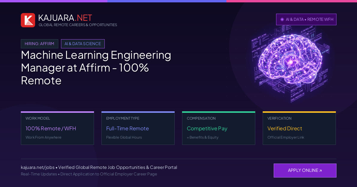 Machine Learning Engineering Manager at Affirm - 100% Remote WFH