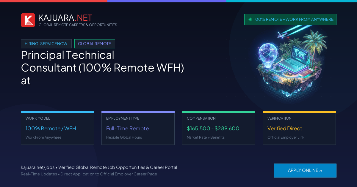 Principal Technical Consultant (100% Remote WFH) at ServiceNow