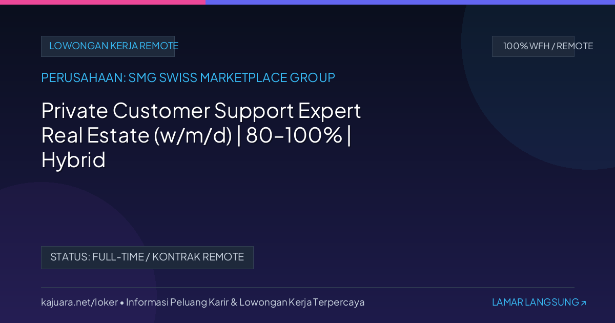 Private Customer Support Expert Real Estate (w/m/d) | 80–100% | Hybrid | Zürich