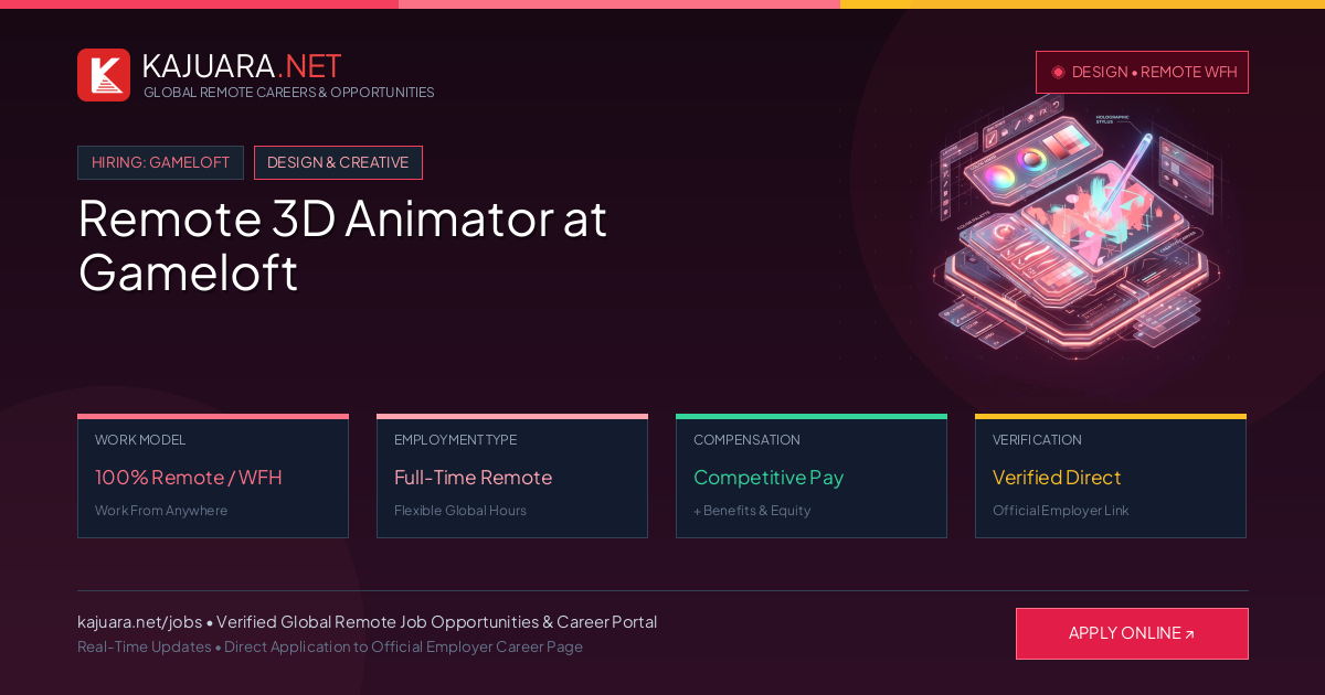 Remote 3D Animator at Gameloft - Work From Home