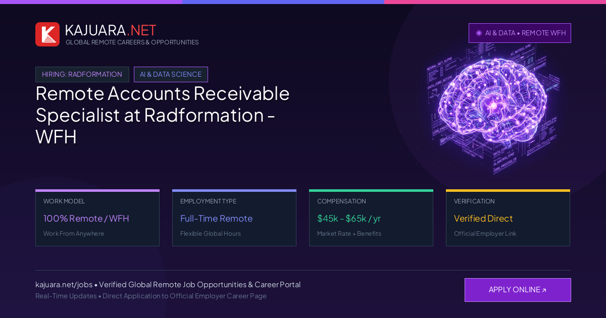 Remote Accounts Receivable Specialist at Radformation - WFH