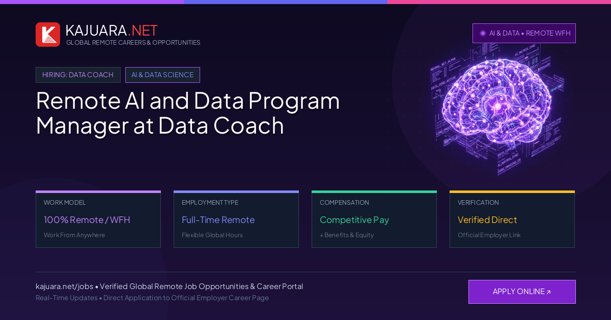 Remote AI and Data Program Manager at Data Coach - Work From Home