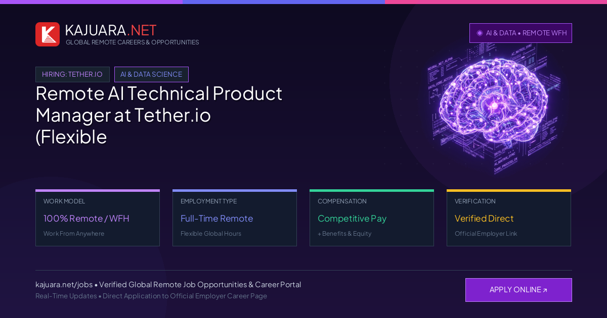 Remote AI Technical Product Manager at Tether.io (Flexible WFH)
