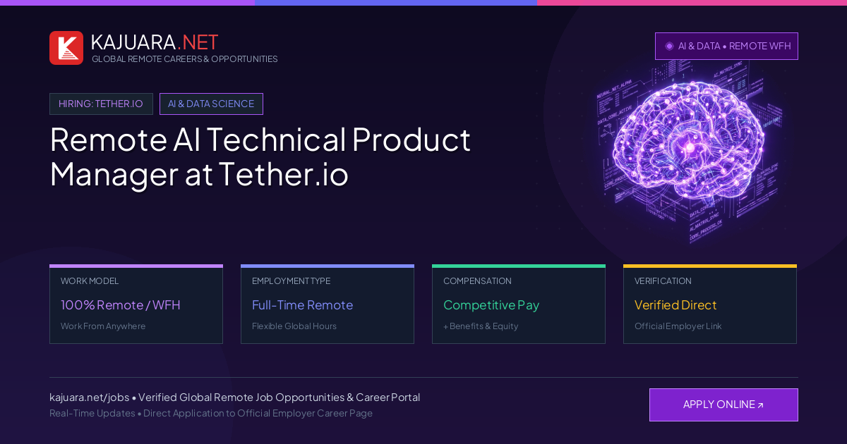 Remote AI Technical Product Manager at Tether.io - Work From Home
