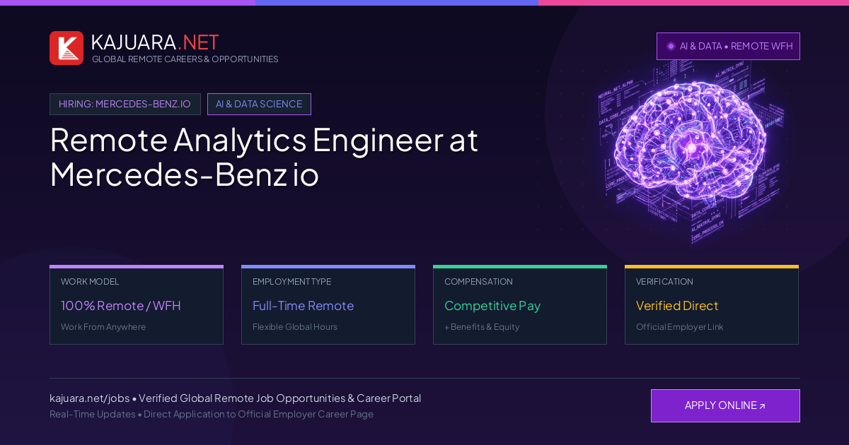 Remote Analytics Engineer at Mercedes-Benz io - Work From Home