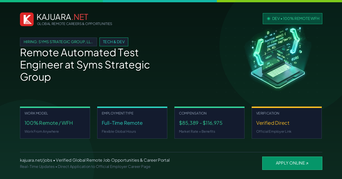 Remote Automated Test Engineer at Syms Strategic Group