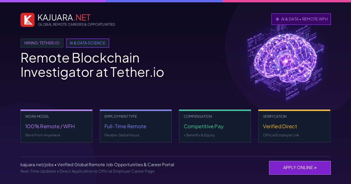 Remote Blockchain Investigator at Tether.io - Work From Home