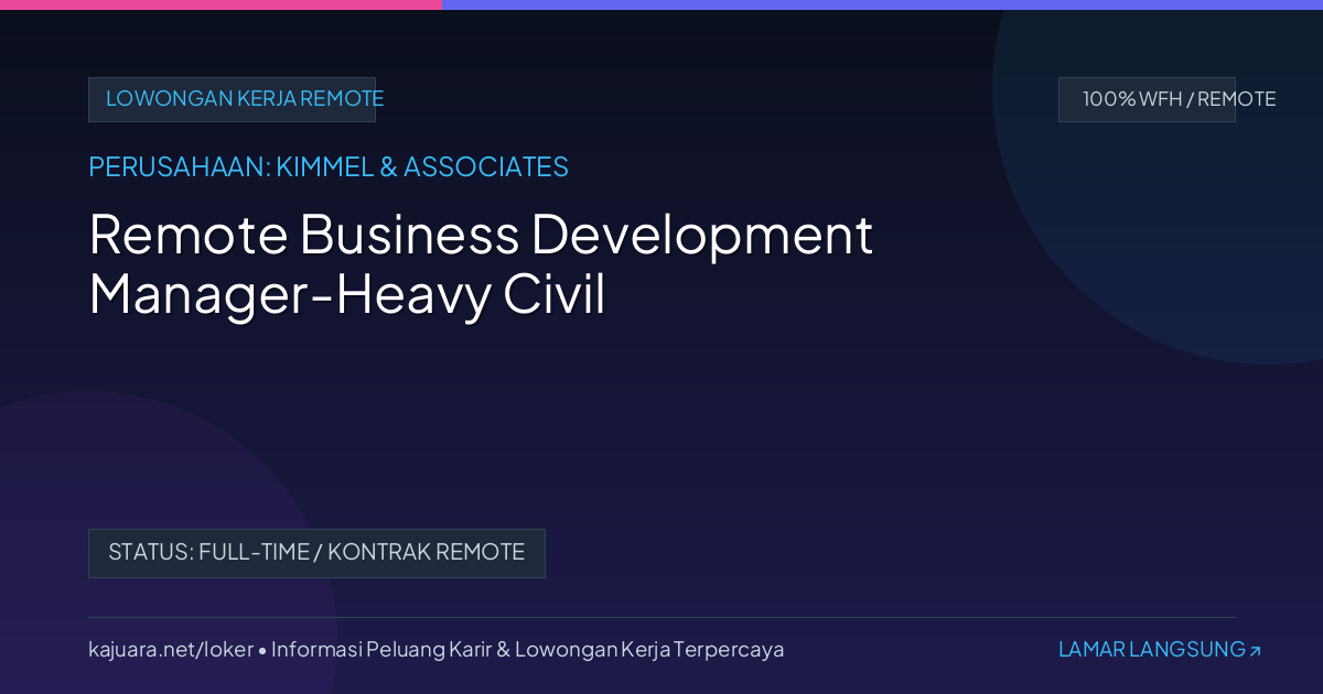 Remote Business Development Manager-Heavy Civil