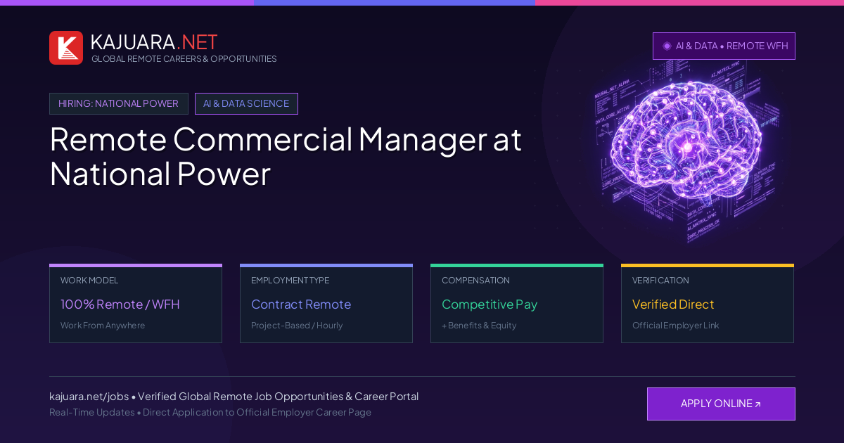 Remote Commercial Manager at National Power - Work From Home