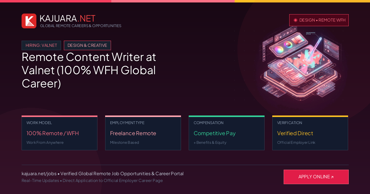 Remote Content Writer at Valnet (100% WFH Global Career)