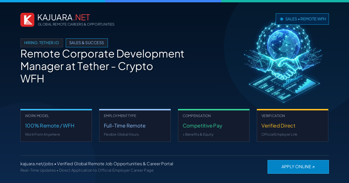 Remote Corporate Development Manager at Tether - Crypto WFH