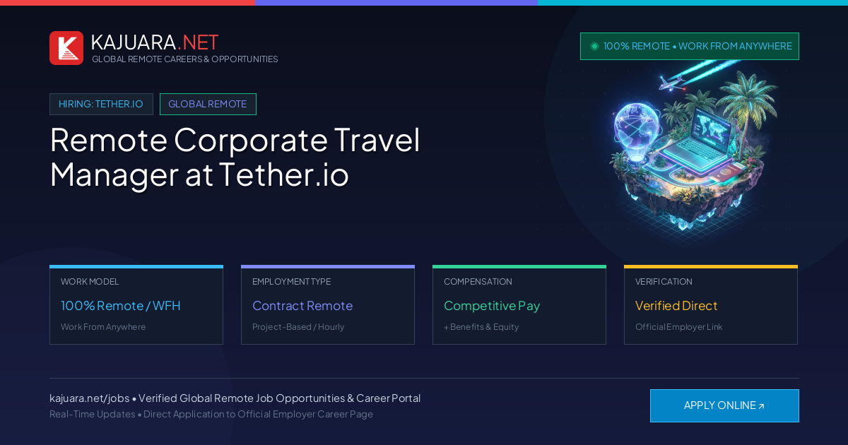 Remote Corporate Travel Manager at Tether.io - Work From Home