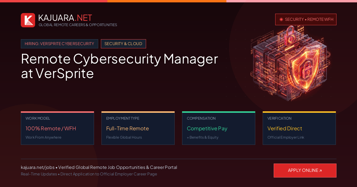Remote Cybersecurity Manager at VerSprite - Work From Home