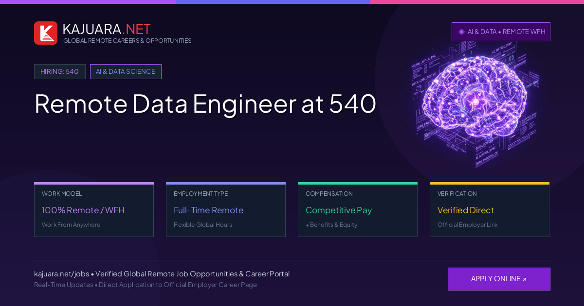 Remote Data Engineer at 540 - Work From Home