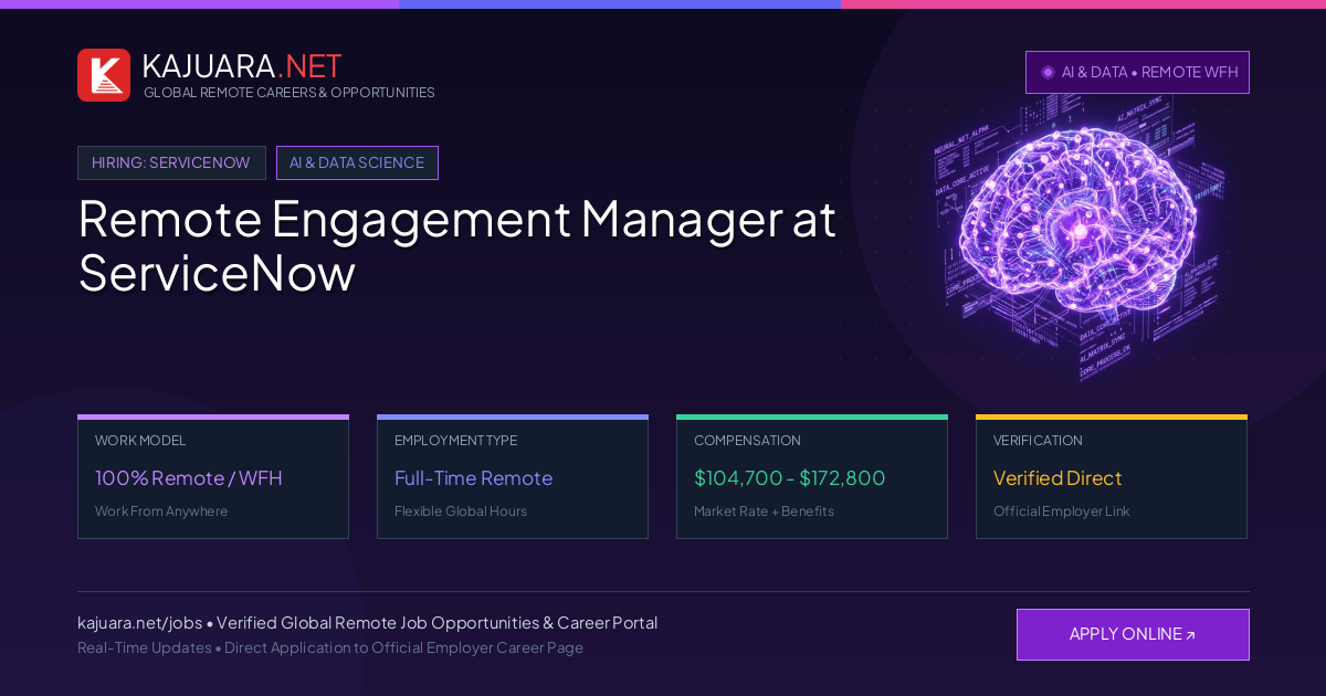 Remote Engagement Manager at ServiceNow - Work From Home