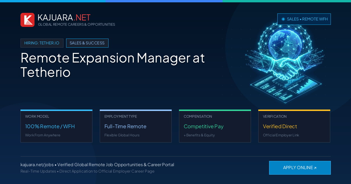 Remote Expansion Manager at Tetherio - Work From Home