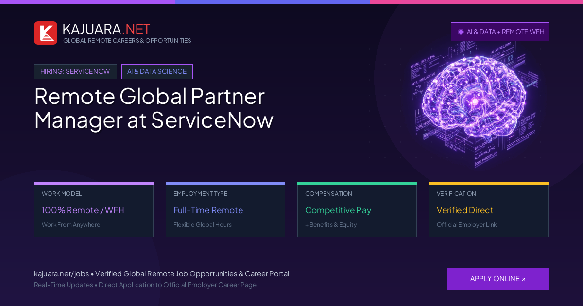 Remote Global Partner Manager at ServiceNow - Work From Home
