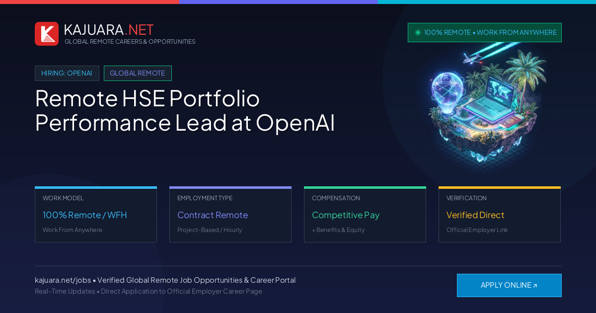 Remote HSE Portfolio Performance Lead at OpenAI - Work From Home