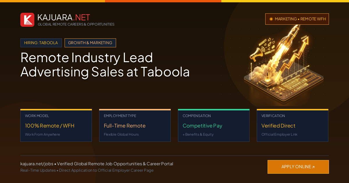 Remote Industry Lead Advertising Sales at Taboola - Work From Home