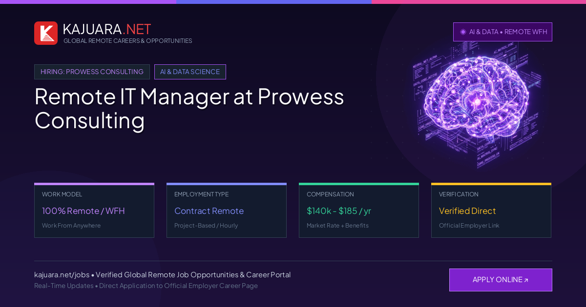 Remote IT Manager at Prowess Consulting - Work From Home