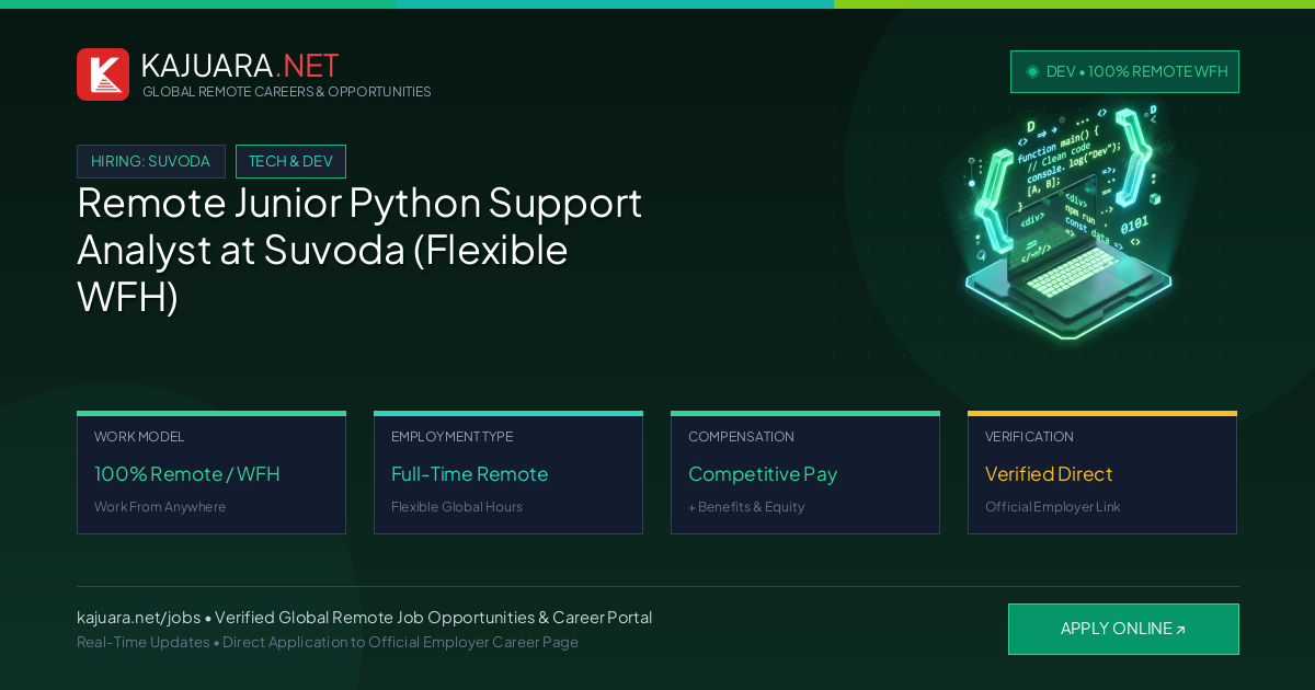 Remote Junior Python Support Analyst at Suvoda (Flexible WFH)