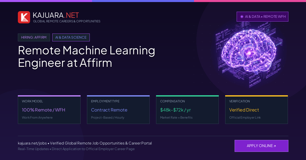 Remote Machine Learning Engineer at Affirm - Work From Home