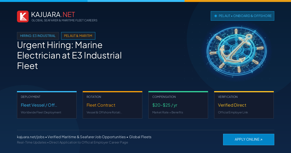 Urgent Hiring: Marine Electrician at E3 Industrial Fleet