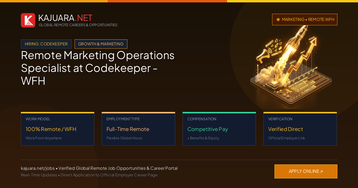 Remote Marketing Operations Specialist at Codekeeper - WFH