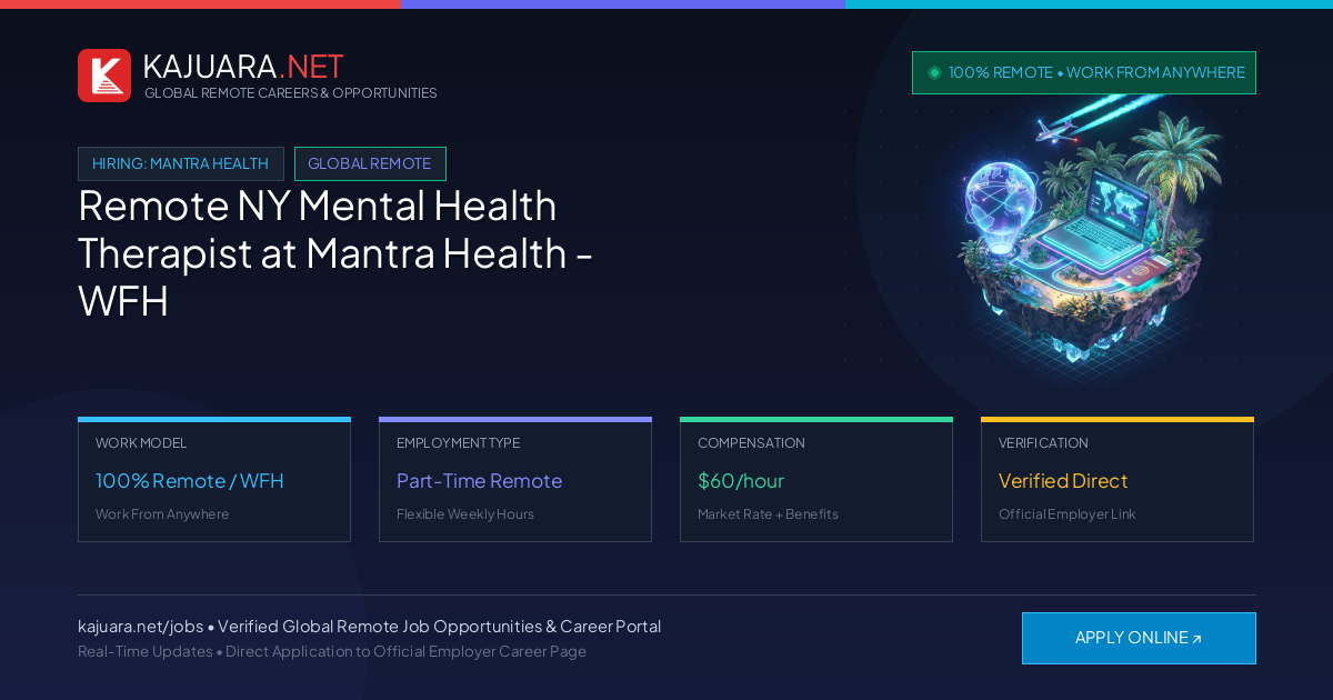 Remote NY Mental Health Therapist at Mantra Health - WFH Career