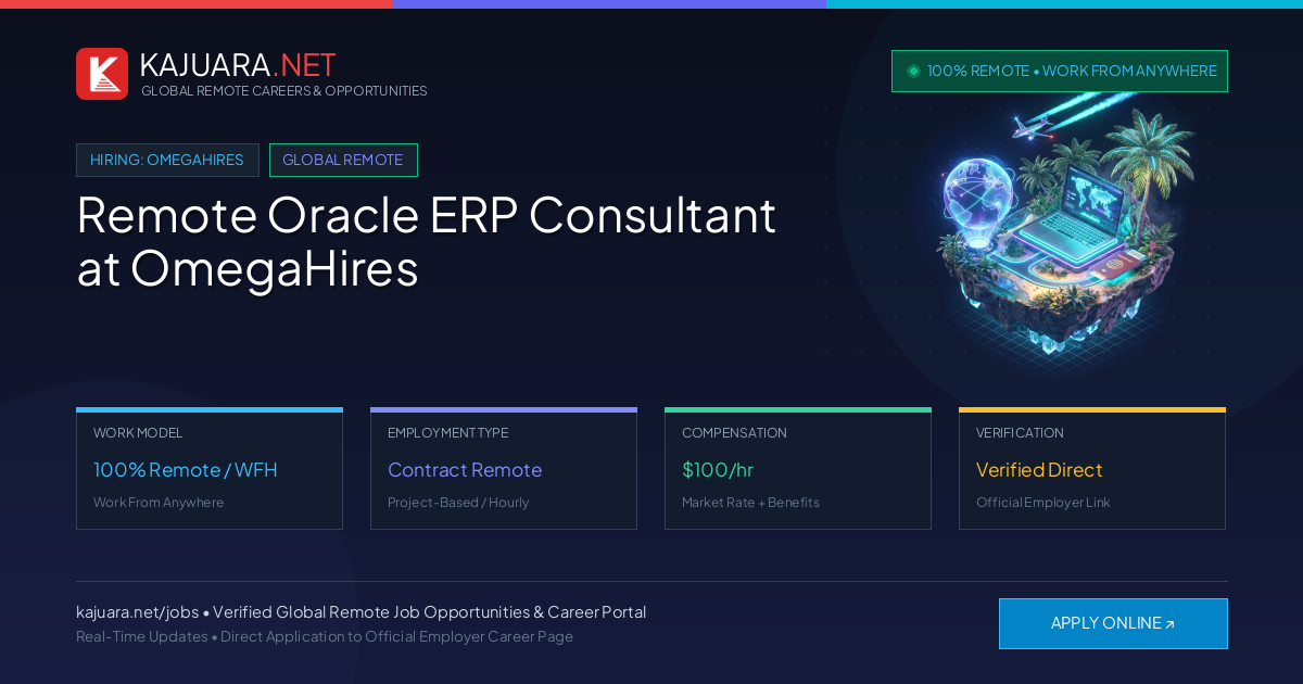 Remote Oracle ERP Consultant at OmegaHires - Work From Home