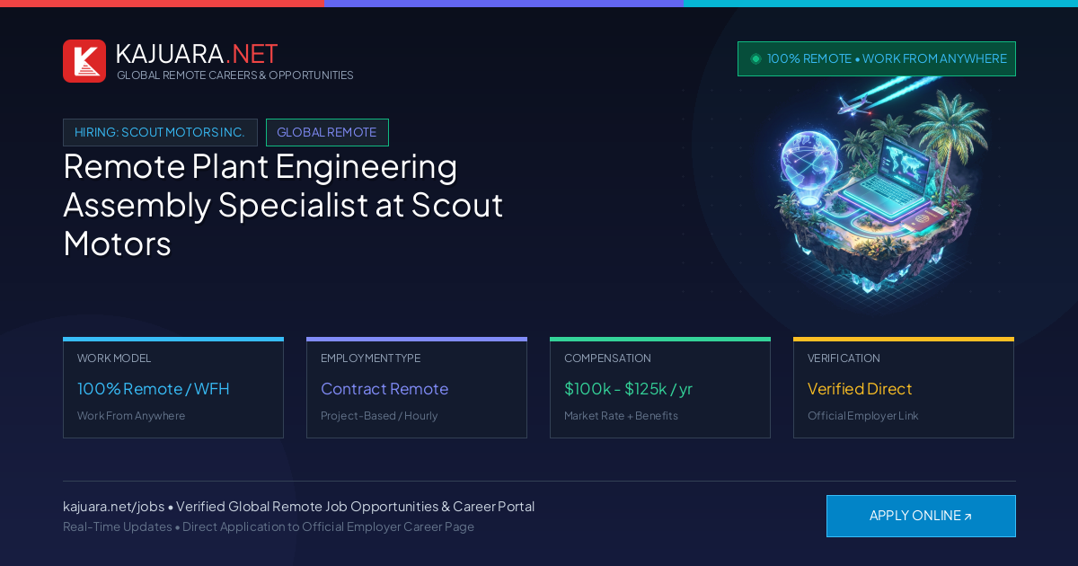 Remote Plant Engineering Assembly Specialist at Scout Motors Inc