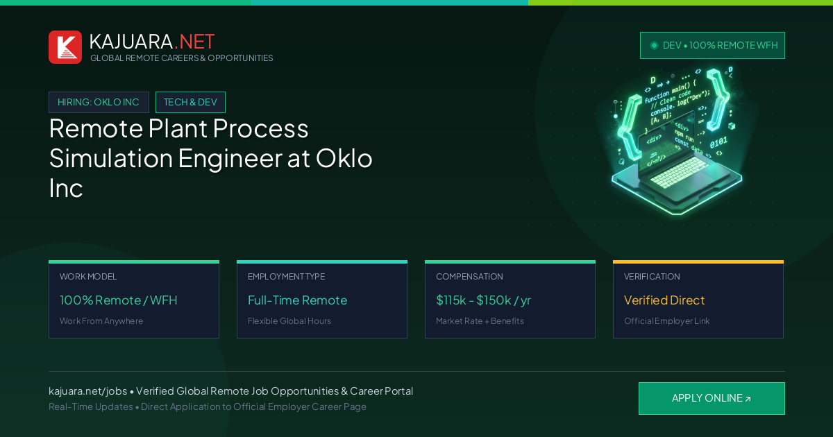 Remote Plant Process Simulation Engineer at Oklo Inc - WFH