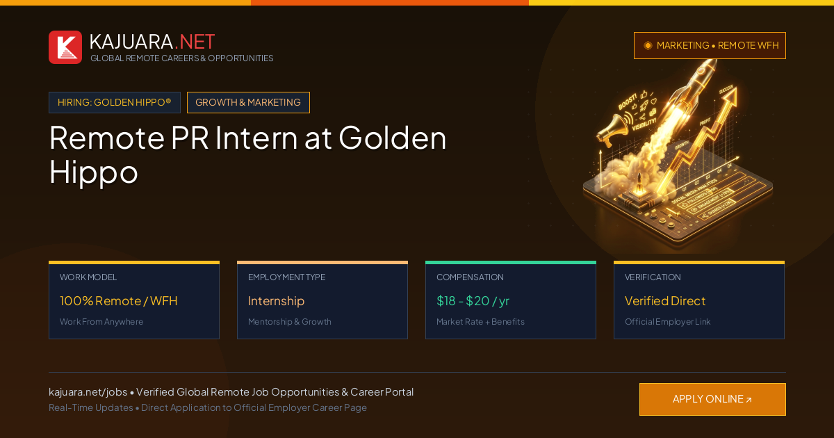 Remote PR Intern at Golden Hippo - Work From Home
