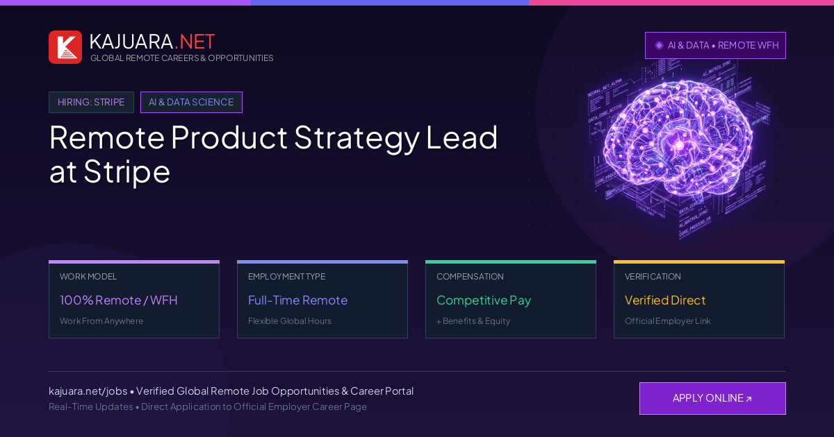 Remote Product Strategy Lead at Stripe - Work From Home