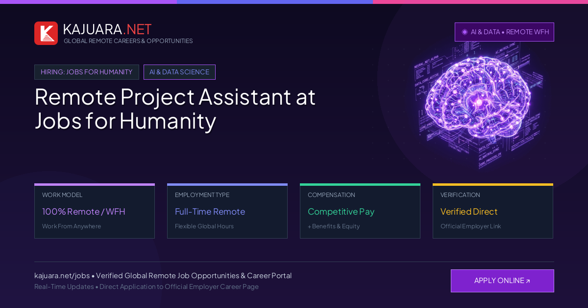 Remote Project Assistant at Jobs for Humanity - Work From Home