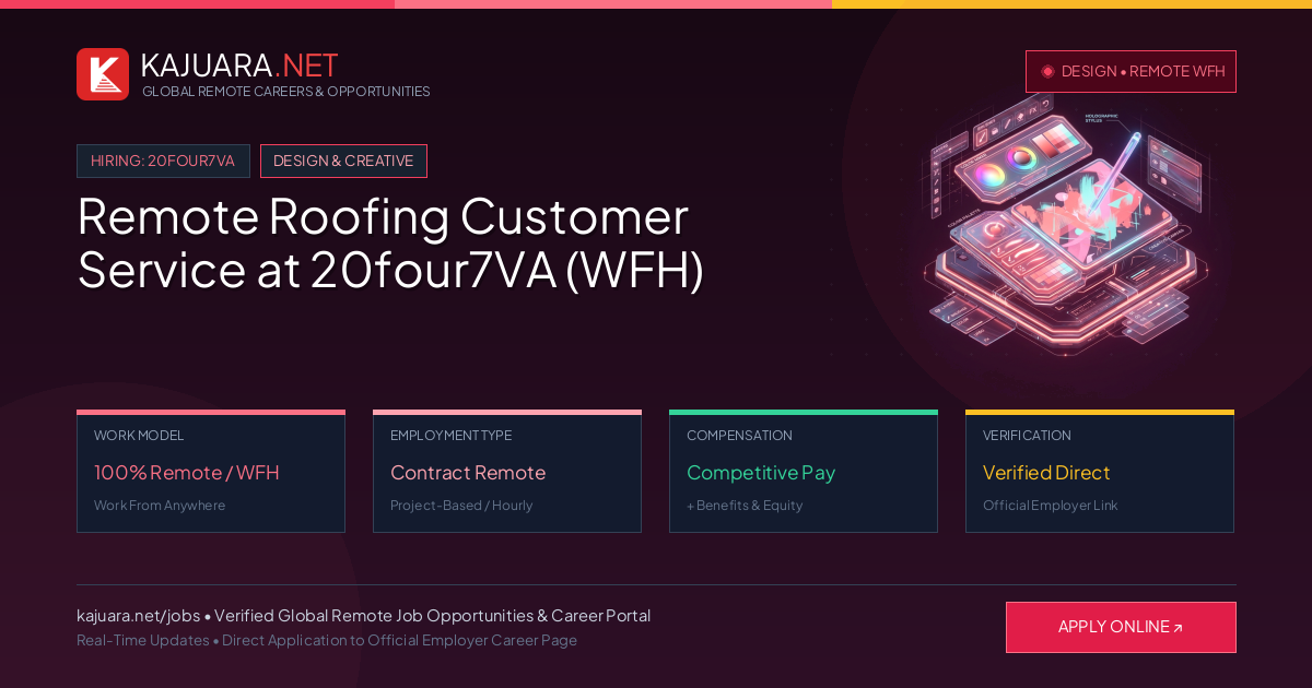 Remote Roofing Customer Service at 20four7VA (WFH)