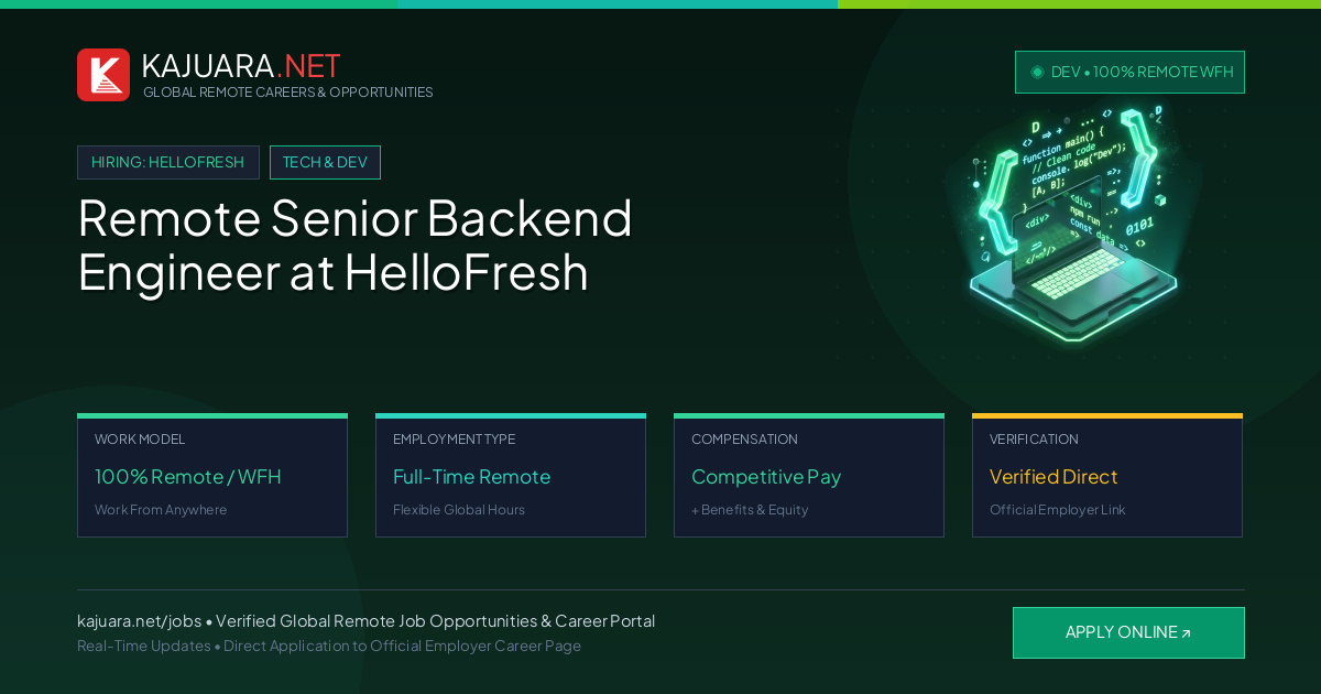 Remote Senior Backend Engineer at HelloFresh - Work From Home