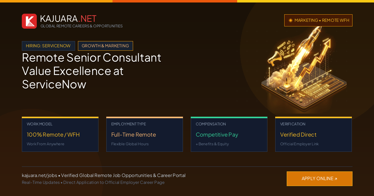 Remote Senior Consultant Value Excellence at ServiceNow WFH