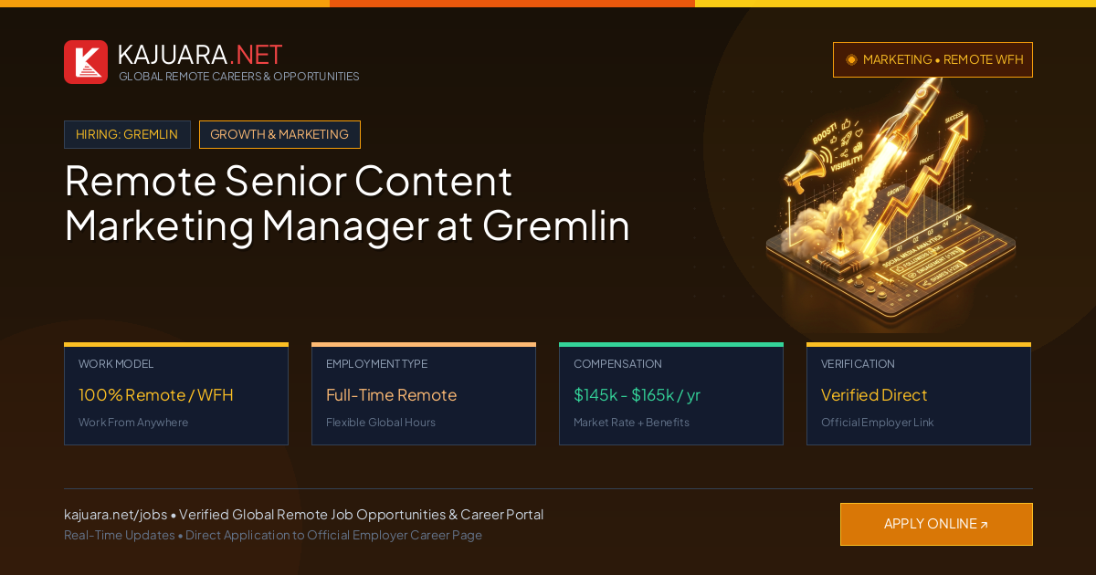 Remote Senior Content Marketing Manager at Gremlin - Work From Home