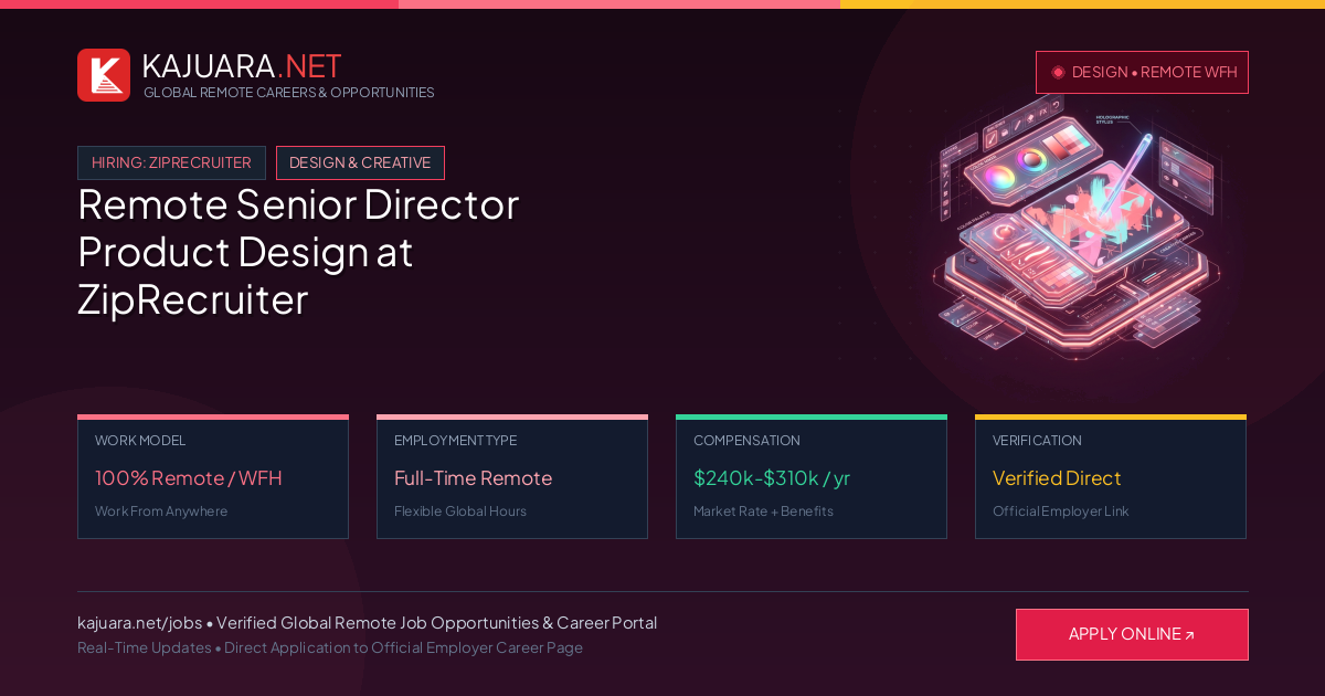 Remote Senior Director Product Design at ZipRecruiter (Flexible WFH)