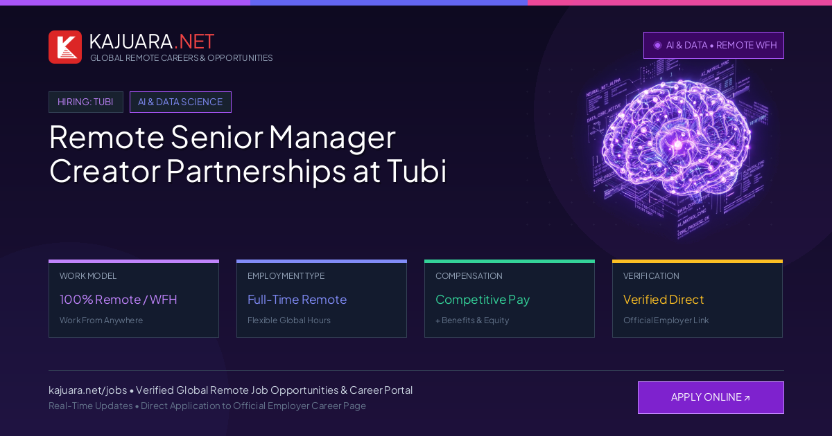 Remote Senior Manager Creator Partnerships at Tubi - Work From Home